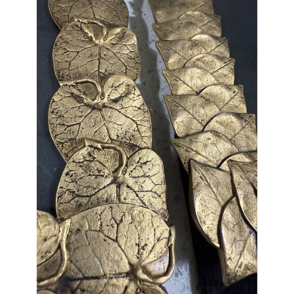 Celia Landman Gold Metal Leaf Photo Frames 5x7 4x6 Pair Thick Glass Quality Vtg - Picture 5 of 16